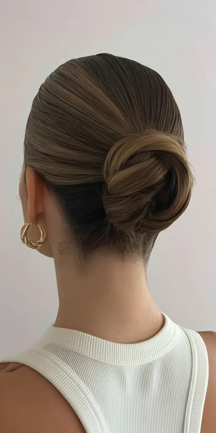 Simple Bun Hairstyle Inspirations - Summer 2025 Twisted Low Knot for Polished Minimalism