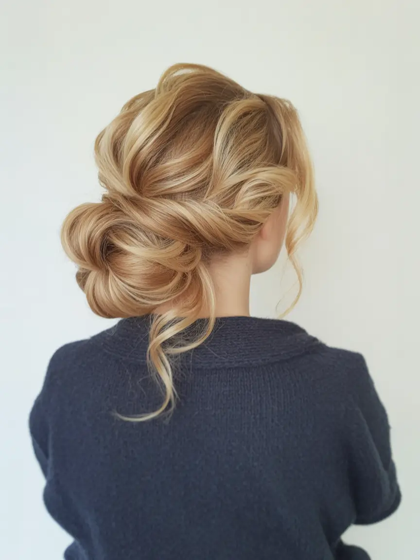 Simple Bun Hairstyle Inspirations - Summer 2025 Soft Romantic Bun with Flowing Waves