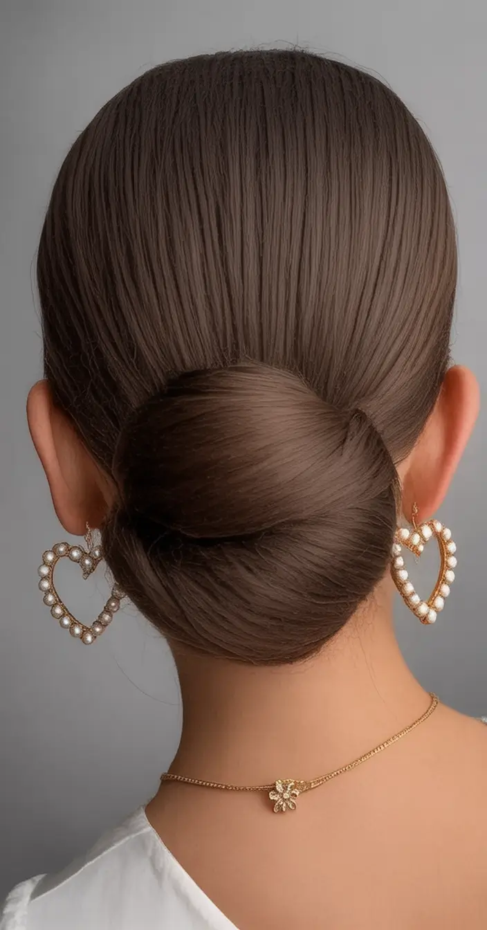 Simple Bun Hairstyle Inspirations - Summer 2025 Silky Sleek Low Wrap Bun