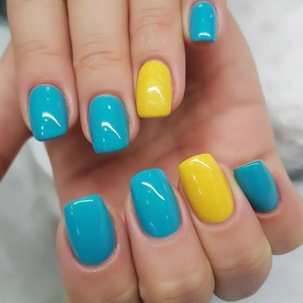 Simple Nails for a Chill 2025 Summer Lemon & Poolside Punch