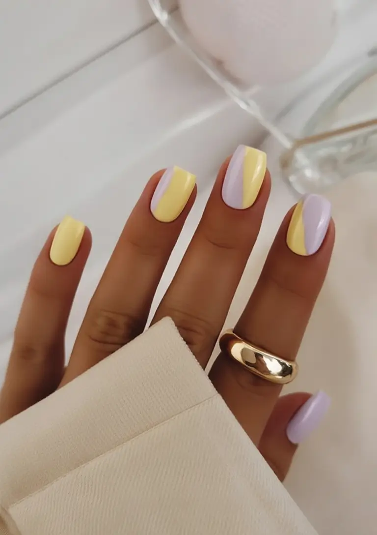 Simple Nails for a Chill 2025 Summer Split Pastel Magic