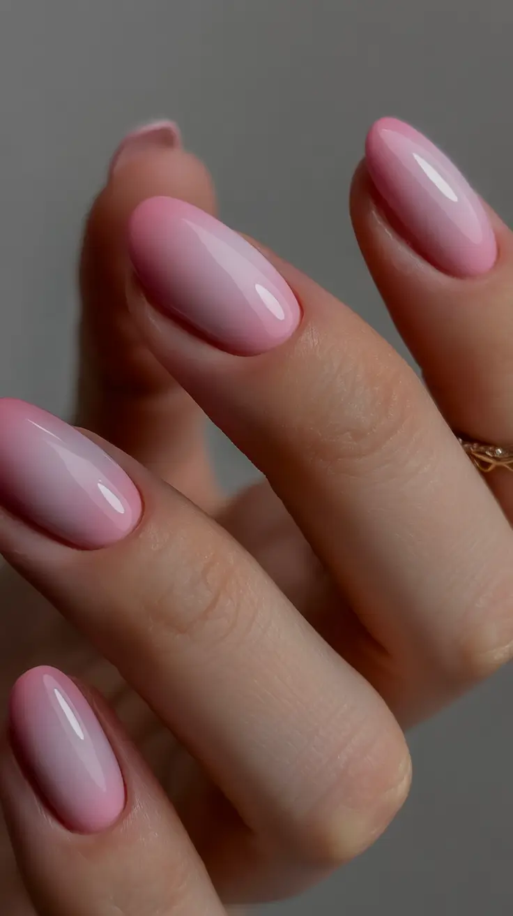 Simple Nails for a Chill 2025 Summer Soft Pink Ombre Vibes