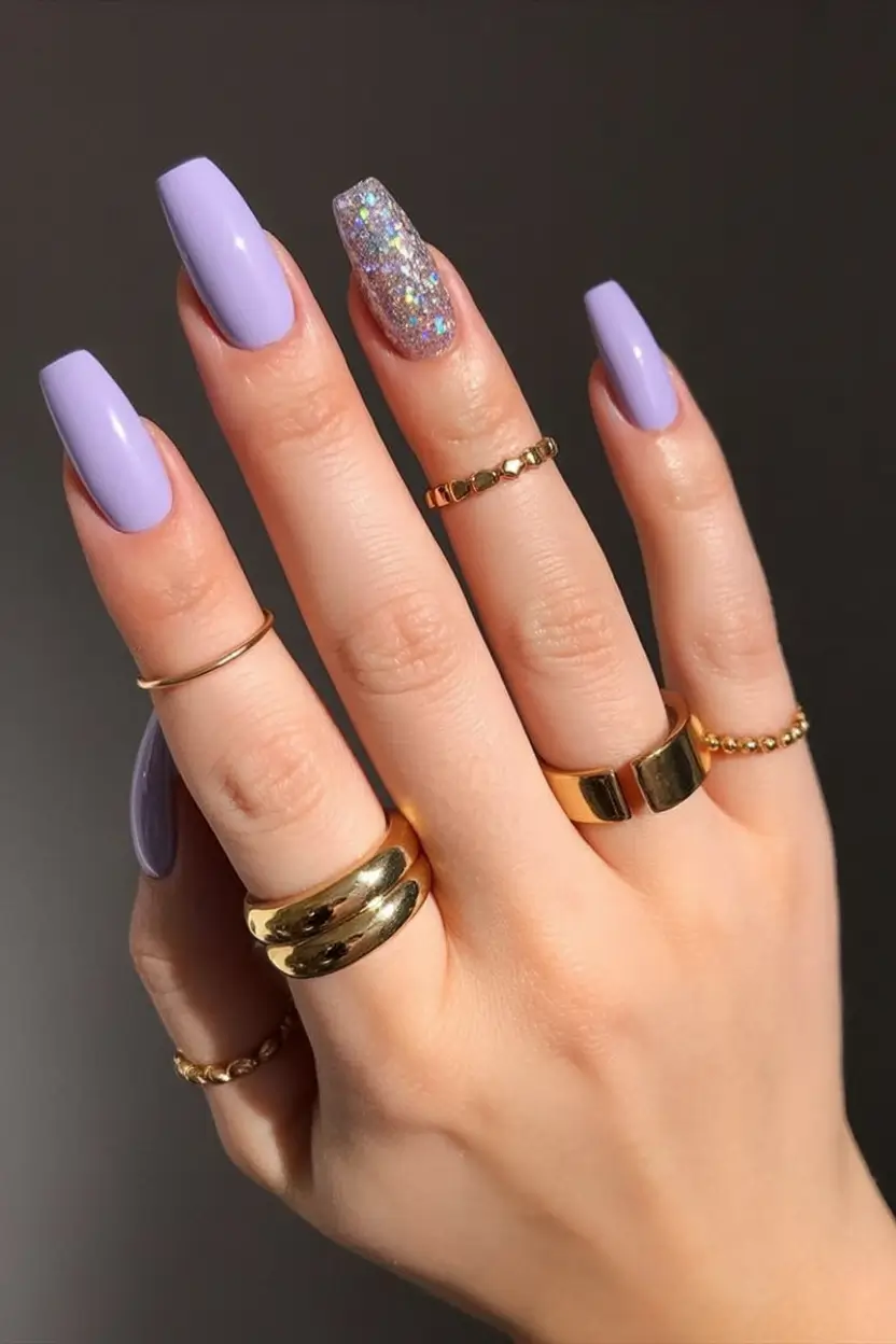 Simple Nails for a Chill 2025 Summer Lavender Chrome Queen