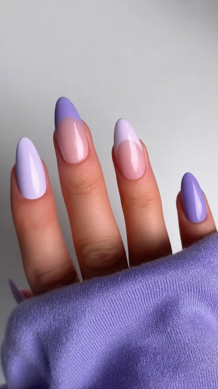 Simple Nails for a Chill 2025 Summer Pastel Split Almond Tips