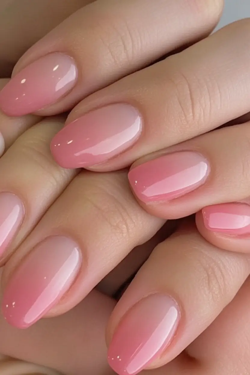 Summer 2025 Acrylics Nails Ideas Milky Rose Pink with Soft Gradient