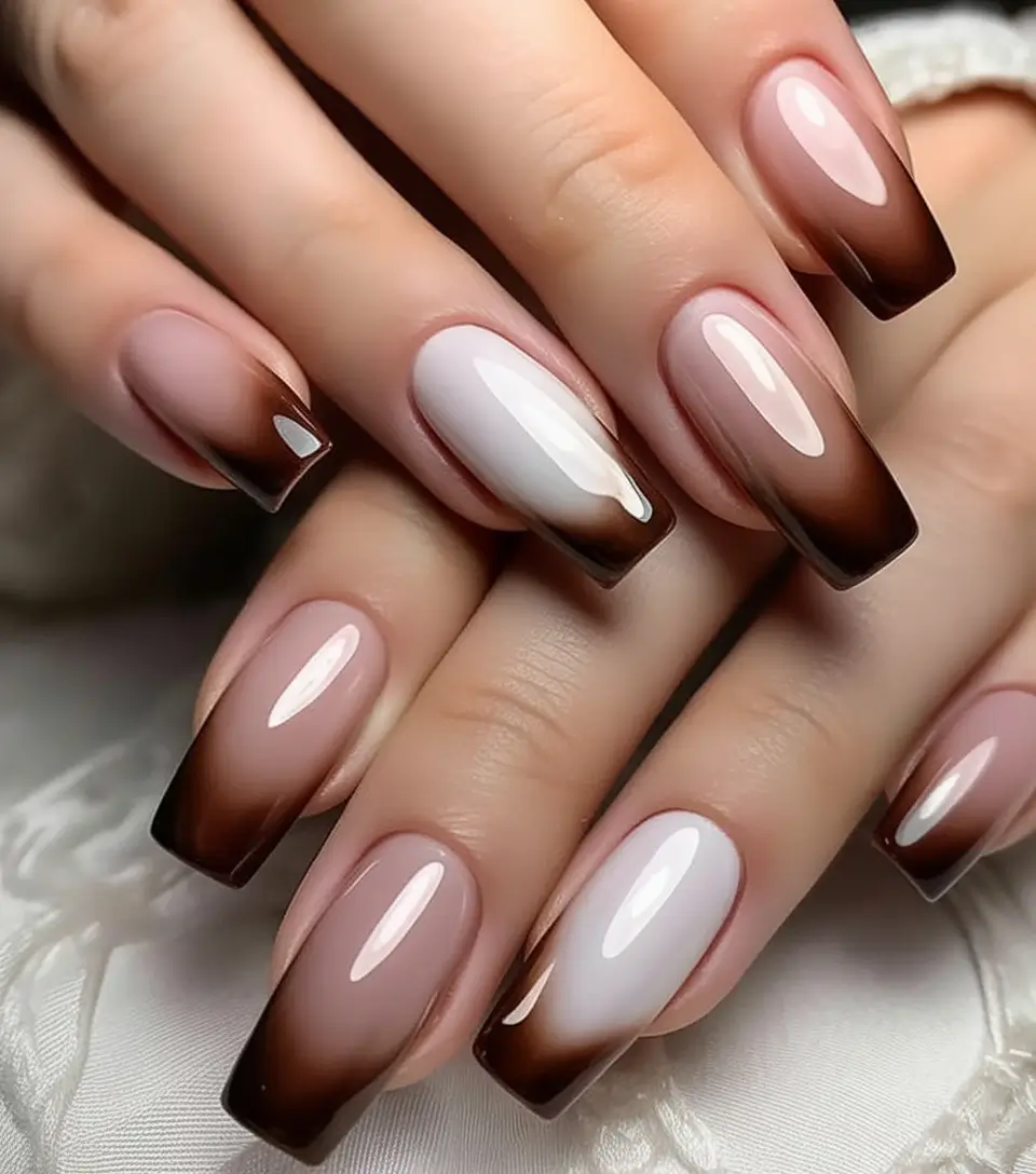 Summer 2025 Nail Designs to Try Chocolate Smoke Ombré French