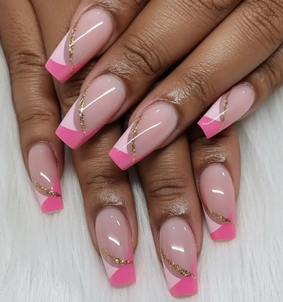 Summer 2025 Nail Designs to Try Pink Waves and Gold Ribbons