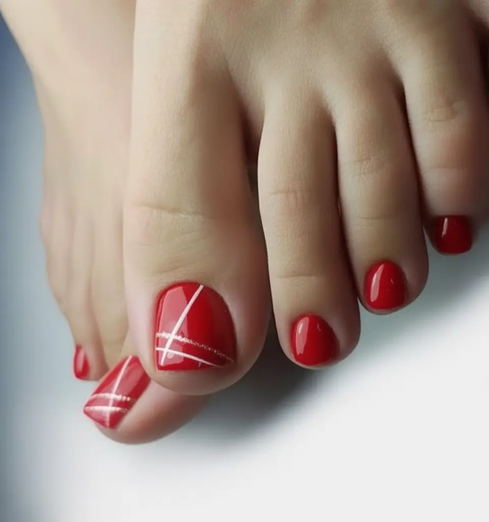 Toe Designs to Try in Summer 2025 Red Rules: Striking With Minimal Line Art