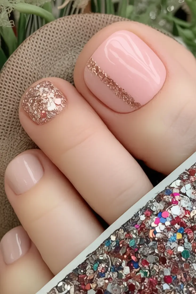 toes that shine in july 2025 Rose Gold Edge On Nude