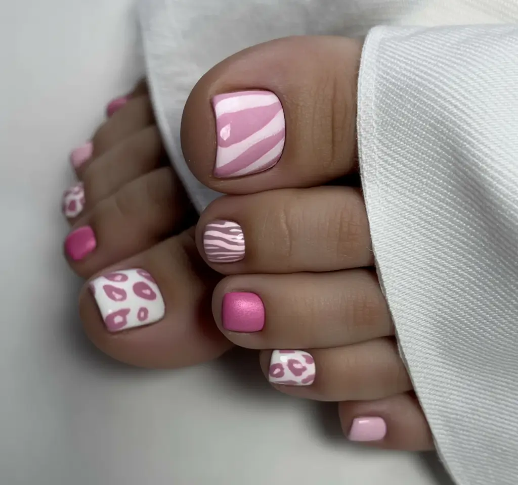 Toes That Shine in July 2025 Wild Prints and Sweet Pink Stripes