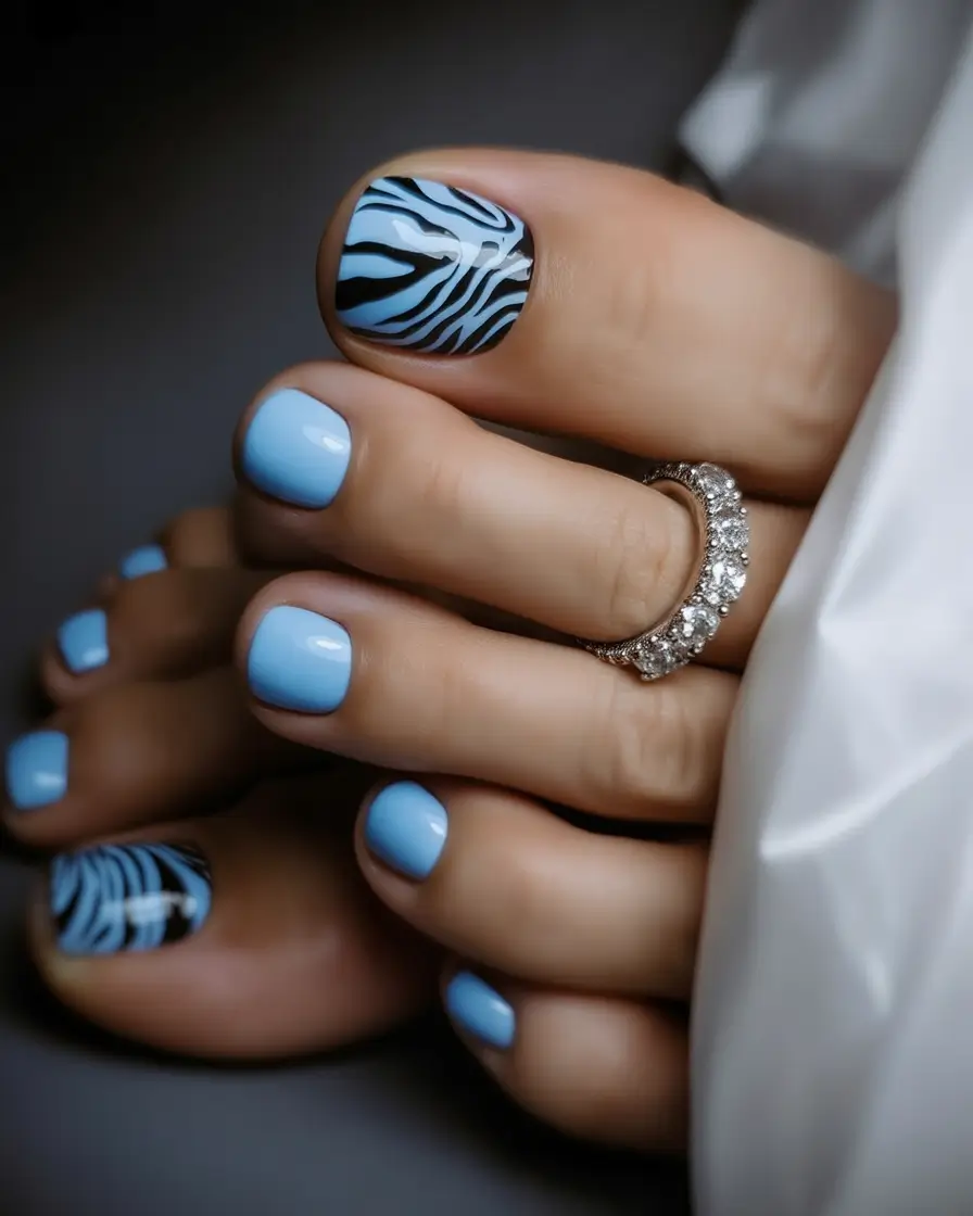 toes that shine in july 2025 Zebra Goes Sky Blue