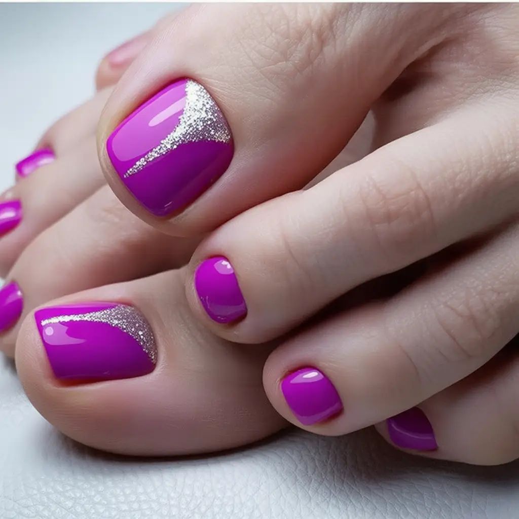 toes that shine in july 2025 Orchid Glimmer With A Silver Twist