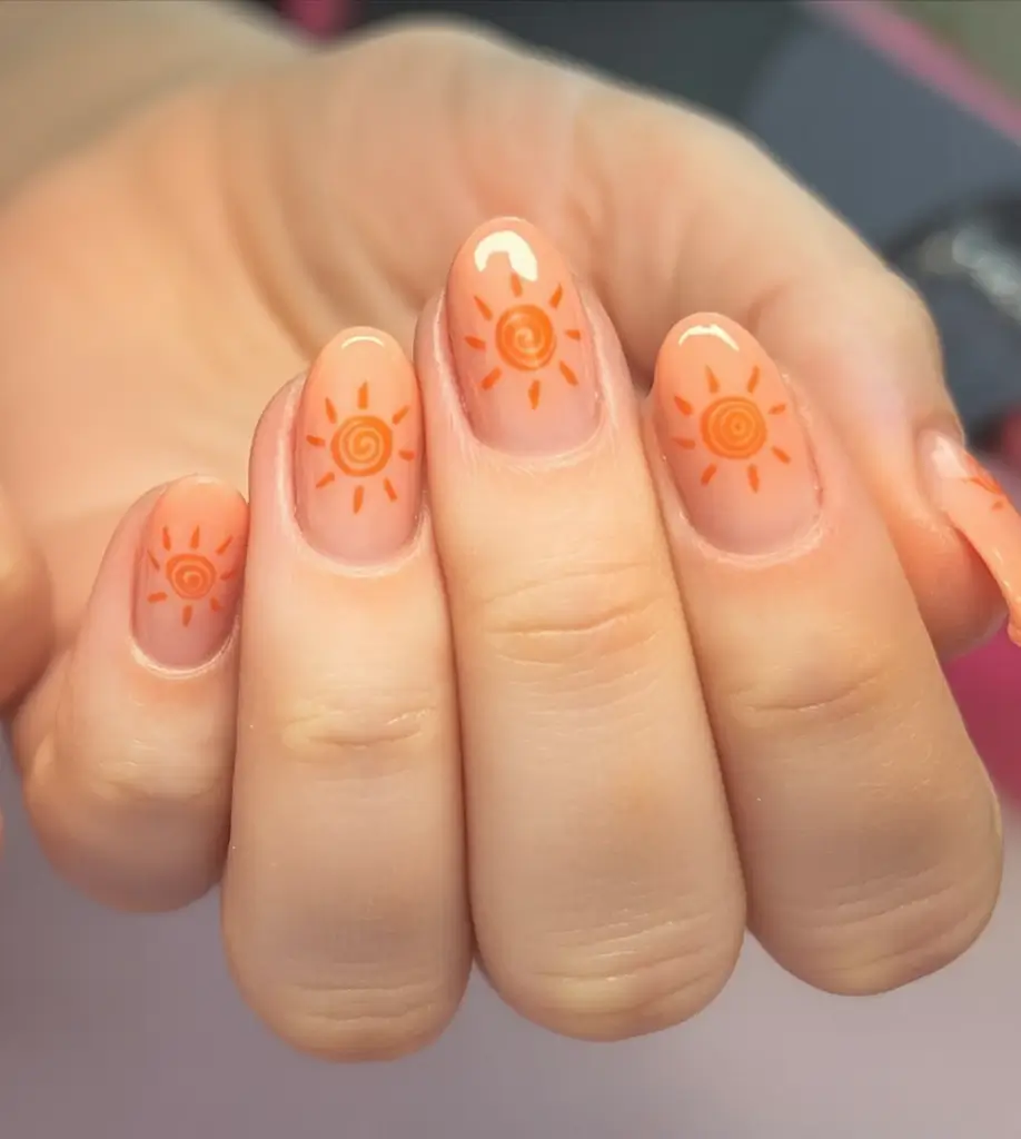 Tangerine Sun Doodles for Summer 2025 'Top Nail Colors'