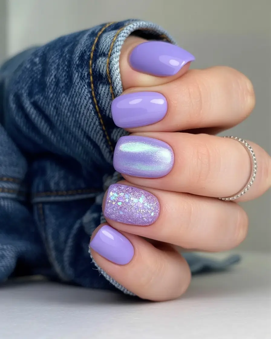 Lavender Galaxy Mix of Top Nail Colors for Summer 2025