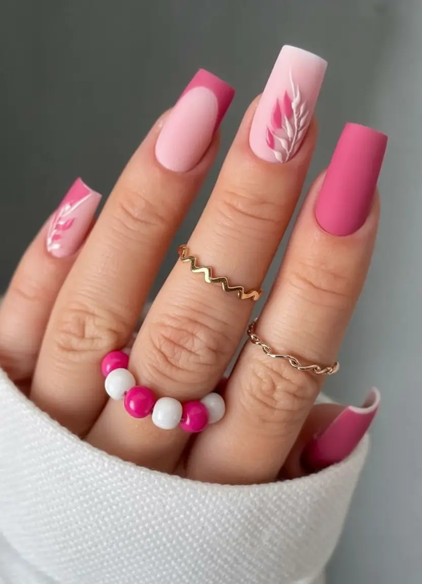 Top Nail Colors for Summer 2025 Rosy Matte Ombré Bloom