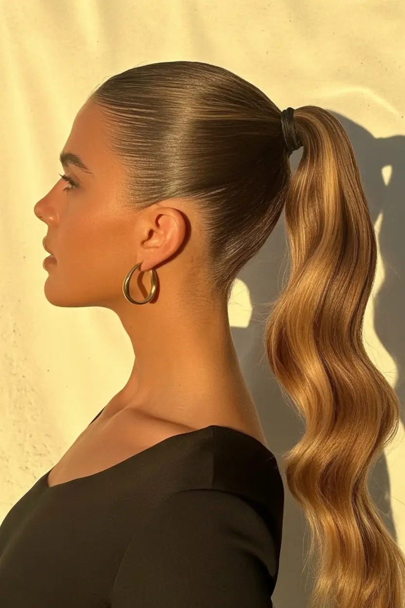 Trendy Ponytails for an Easy Summer Look 2025 High Gloss Power Pony