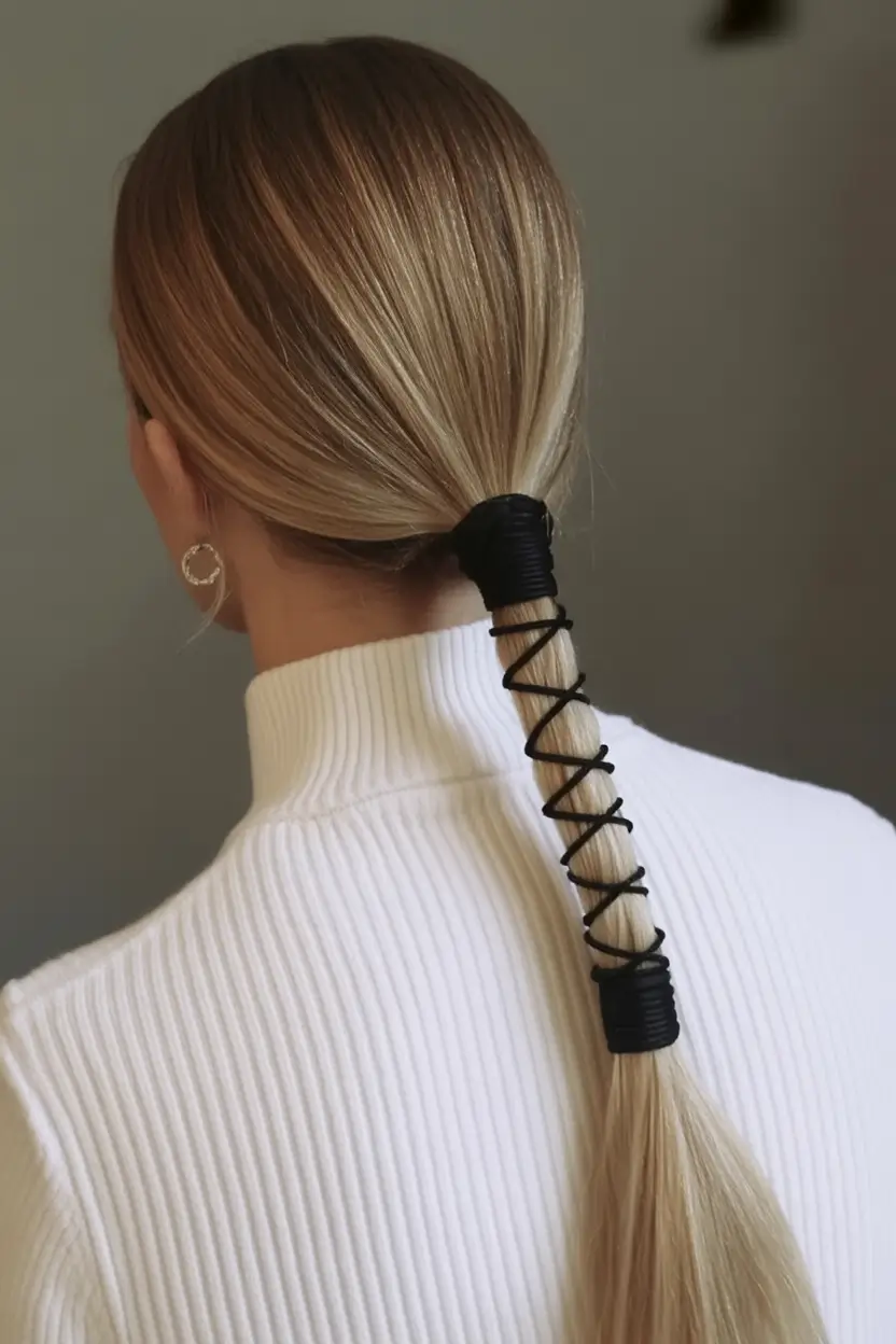 Trendy Ponytails for an Easy Summer Look 2025 Bound Pony with Crisscross Wrap