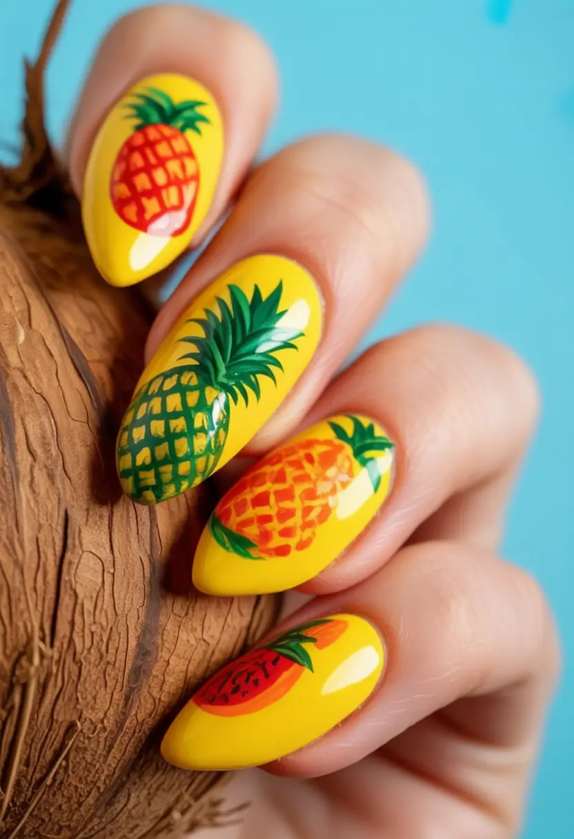 Tropical Fruit Nails for Summer 2025 Pineapple Punch on Vacation Mode