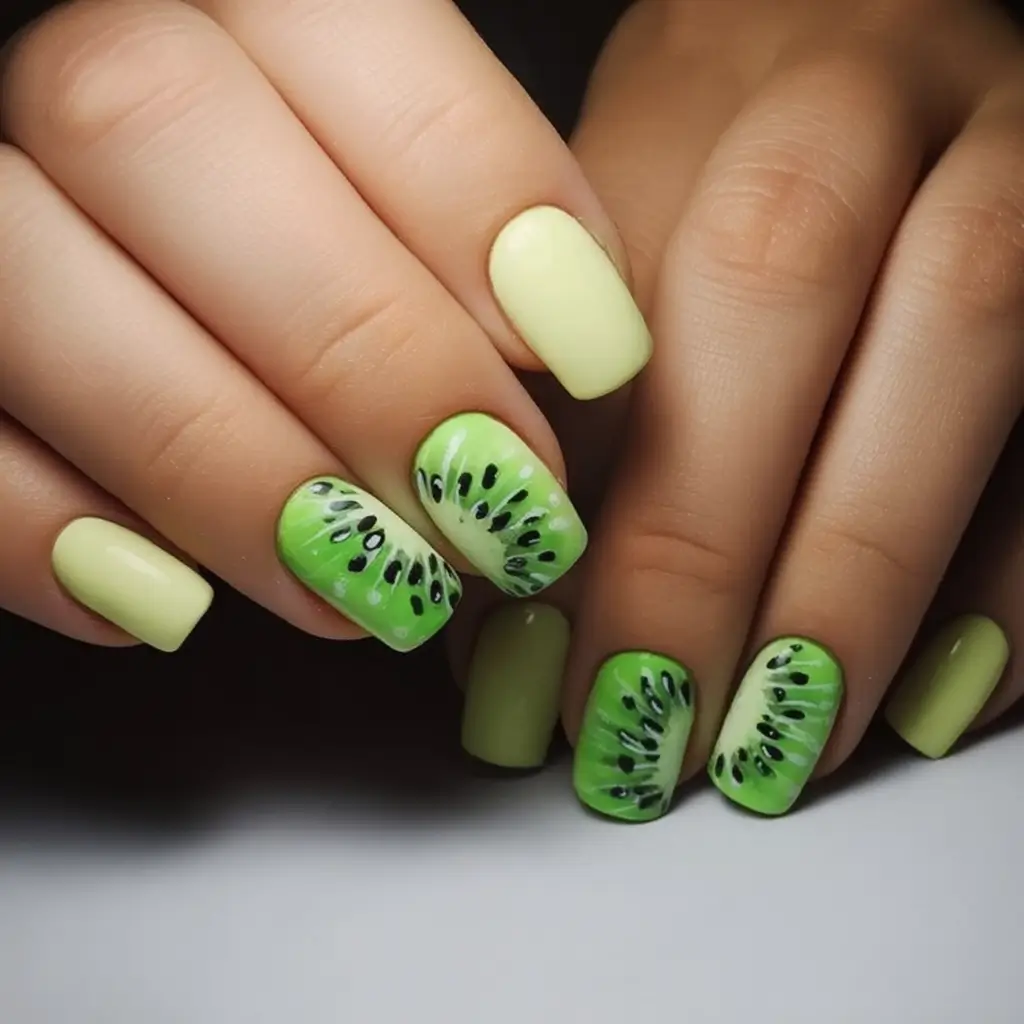 Tropical Fruit Nails for Summer 2025 Kiwi Dip Revival