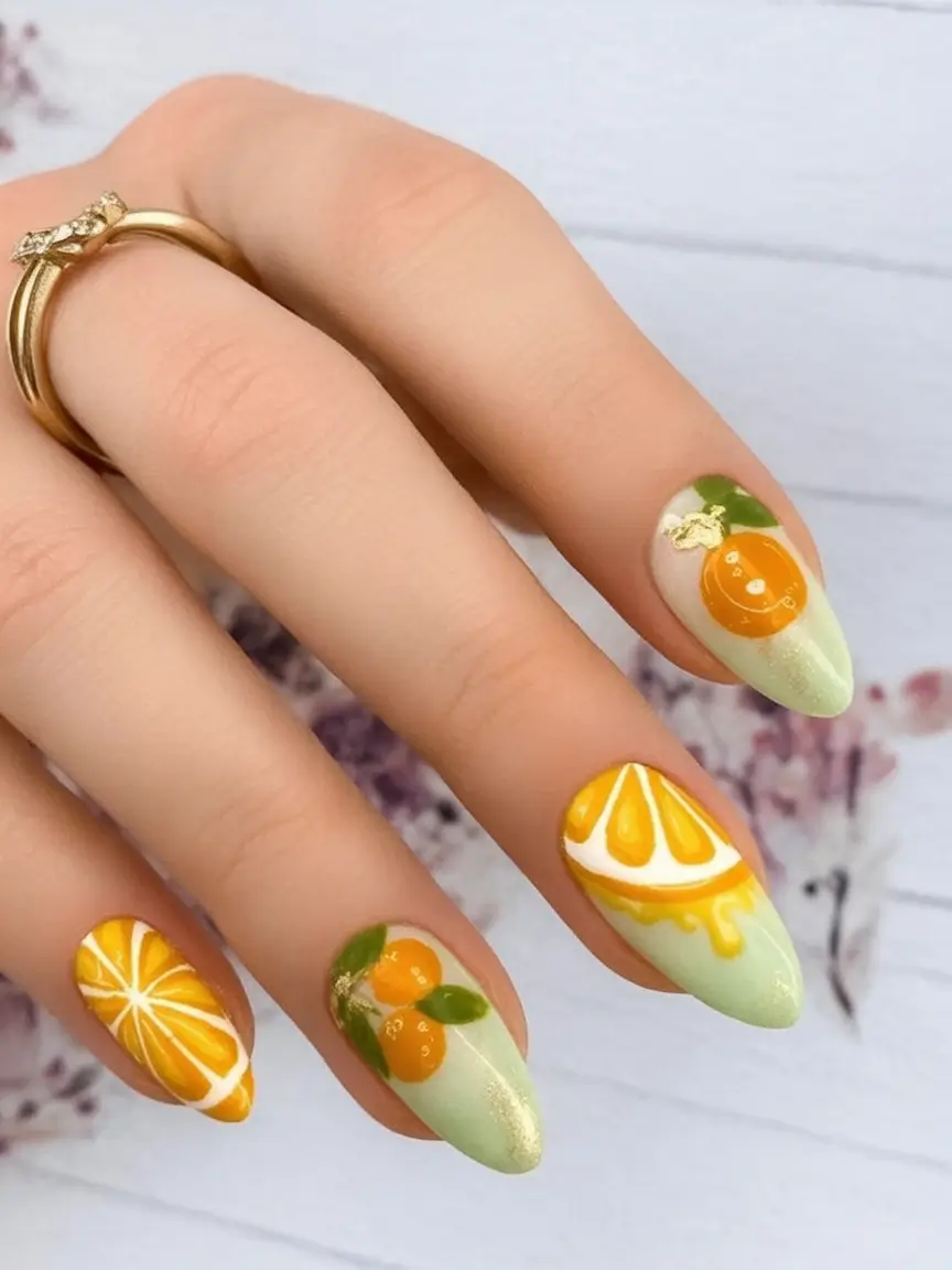 Tropical Fruit Nails for Summer 2025 Pastel Citrus Garden
