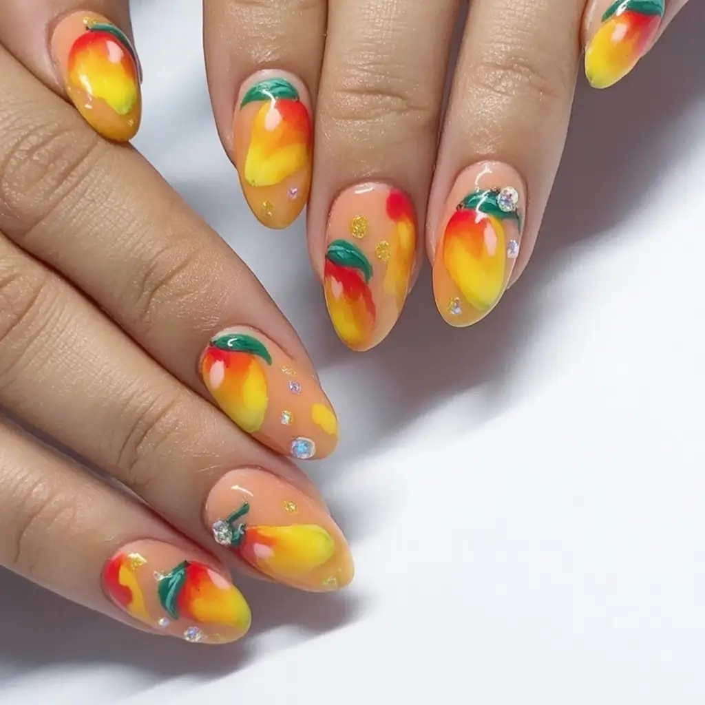 Tropical Fruit Nails for Summer 2025 Mango Smoothie Blends