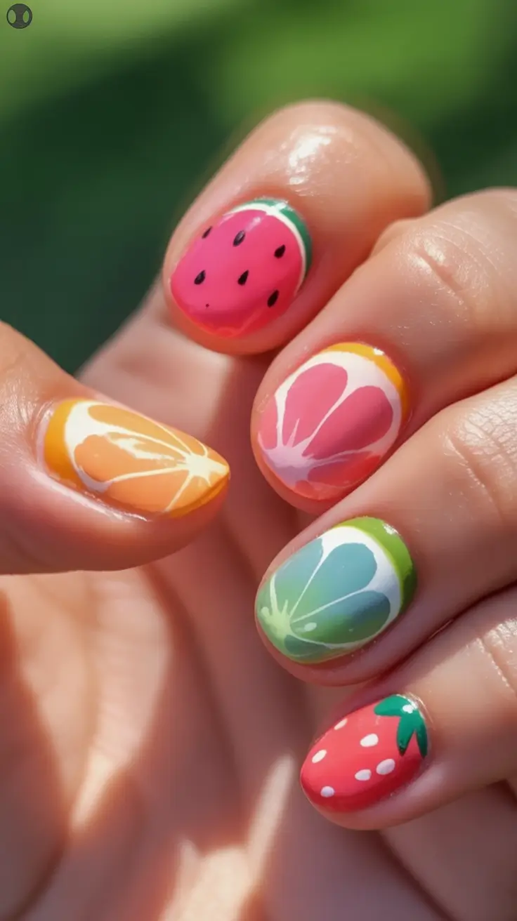 Tropical Fruit Nails for Summer 2025 Rainbow Fruit Mix