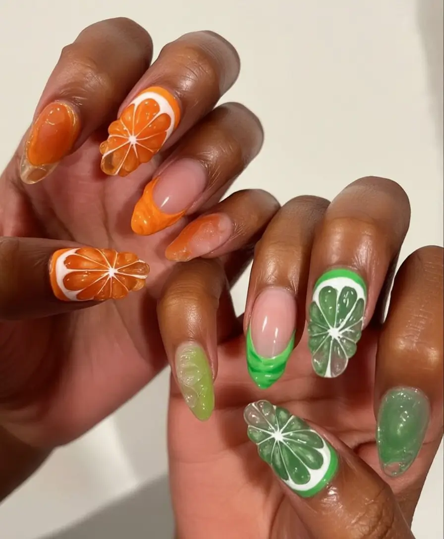 Tropical Fruit Nails for Summer 2025 Textured Citrus Realness