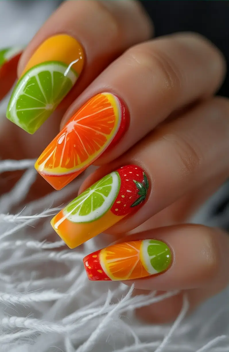 Tropical Fruit Nails for Summer 2025 Sunset Citrus Layers