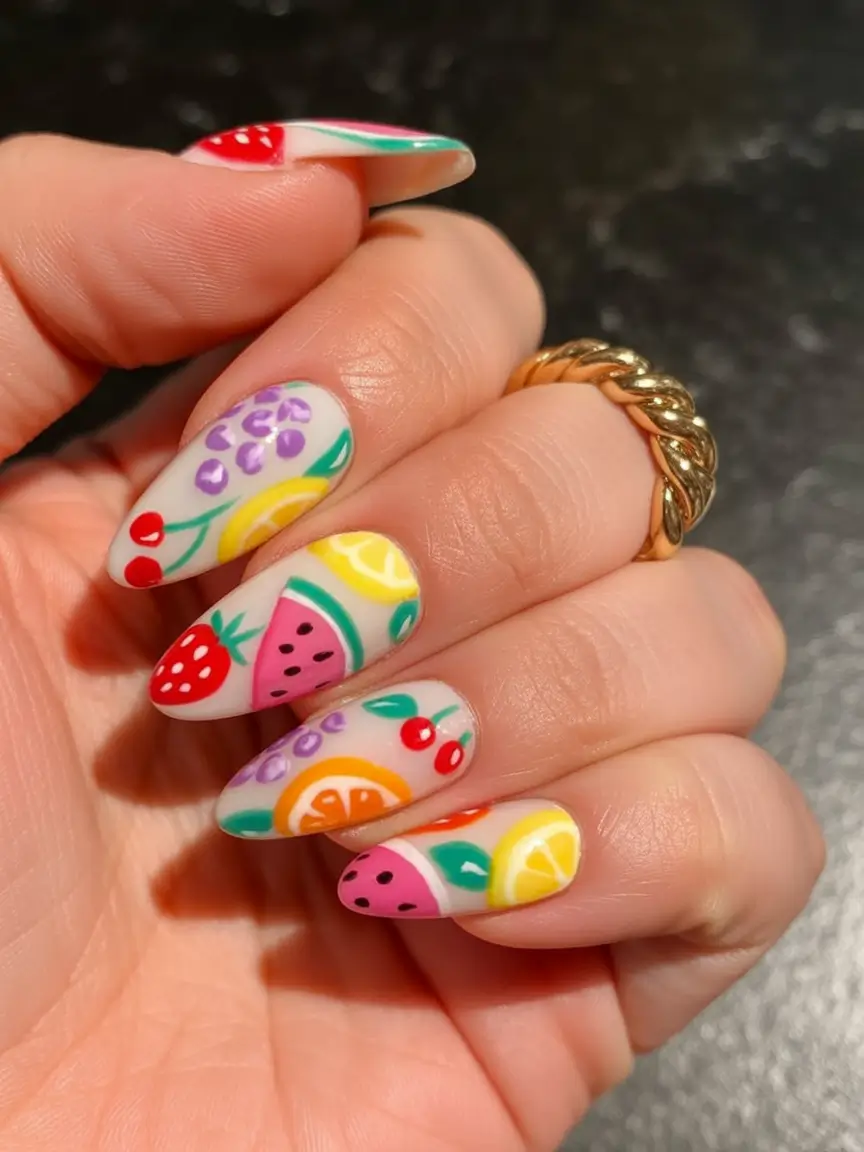 Tropical Fruit Nails for Summer 2025 Matte Market Mix