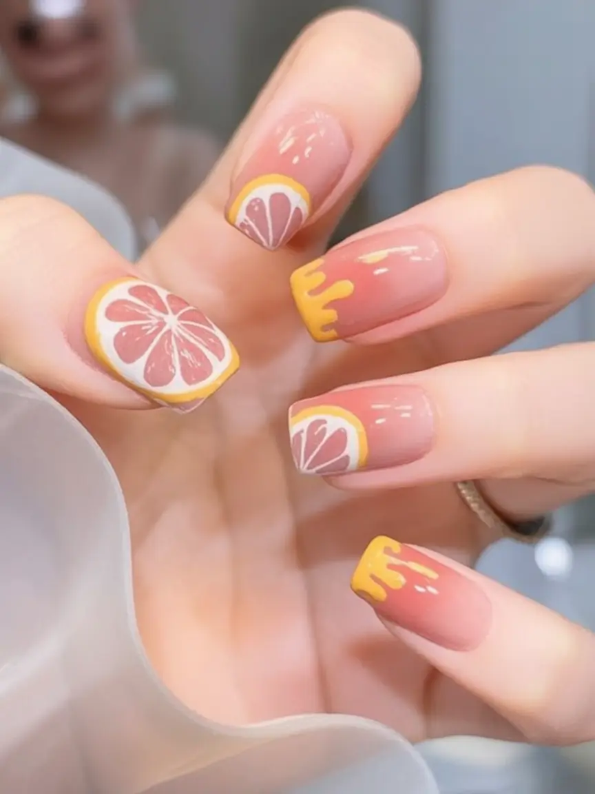 Tropical Fruit Nails for Summer 2025 Citrus Slices and Sweet Drips