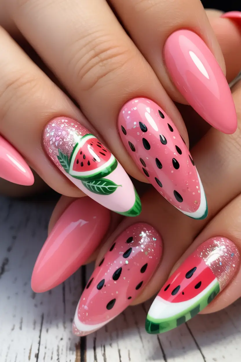 Tropical Vacation Nails 2025 Edition Juicy Watermelon Summer Vibes
