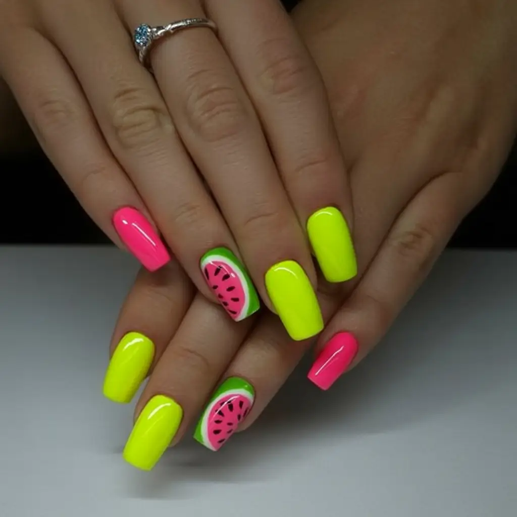 Tropical Vacation Nails 2025 Edition Neon Fruit Crush