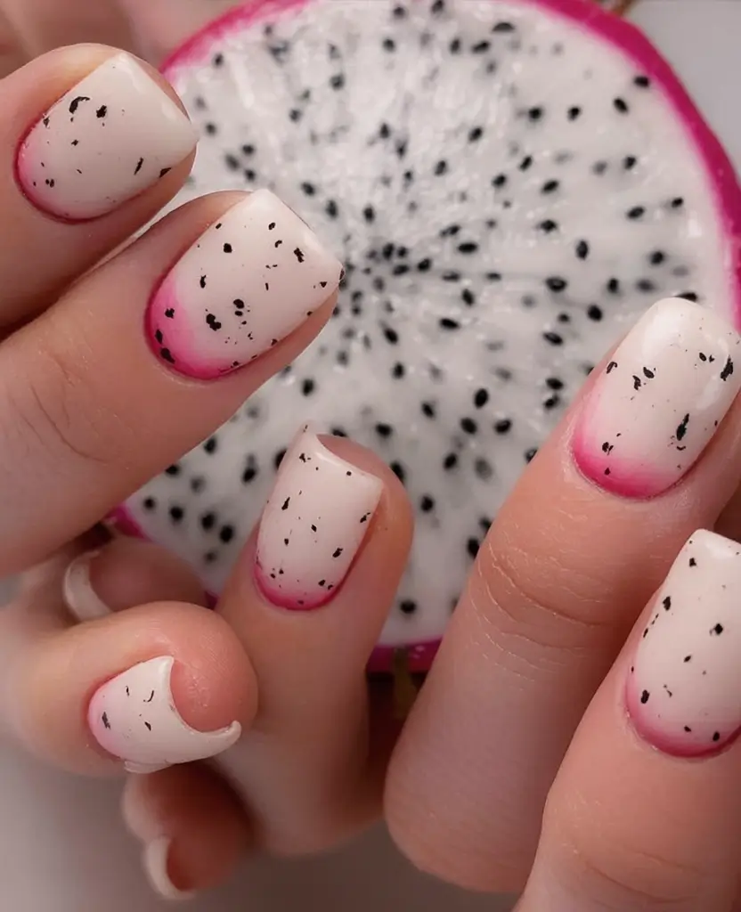 Tropical Vacation Nails 2025 Edition Dragon Fruit French Tip Twist