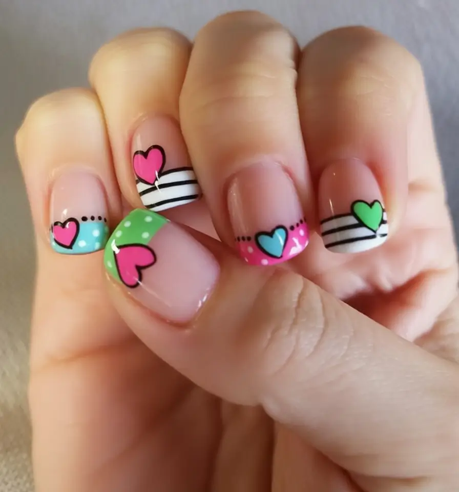 Vacation Nails Perfect for 2025 Heart Pop Meets Retro Dots