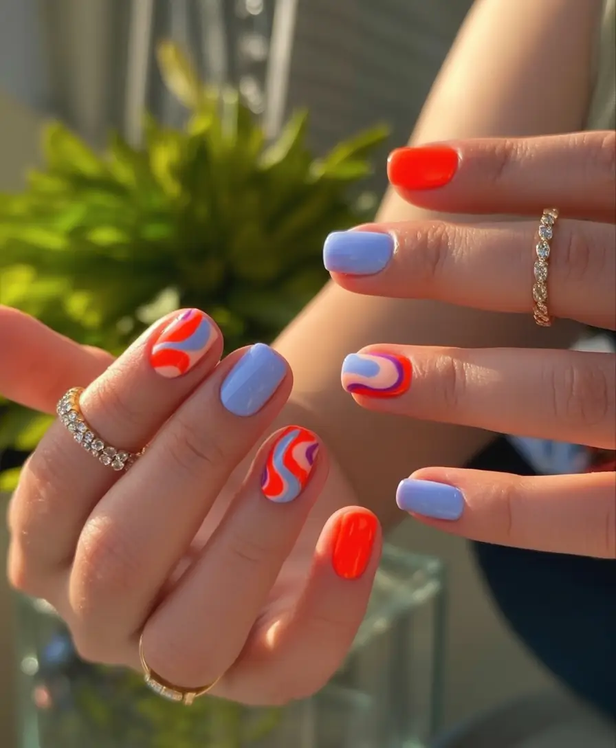 Vacation Nails Perfect for 2025 Retro Waves in Pop Colors