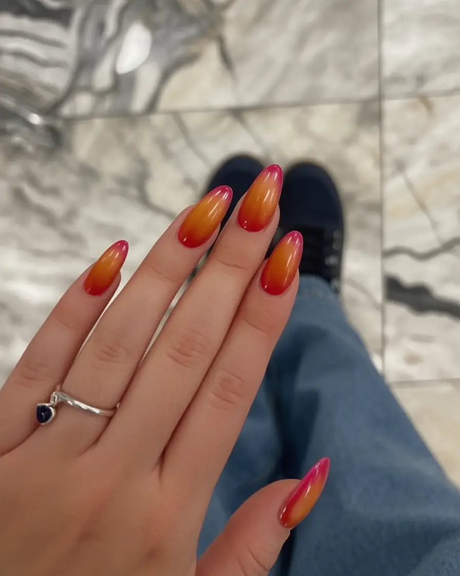 Vacation Nails Perfect for 2025 Sunset Fade with a Tropical Punch