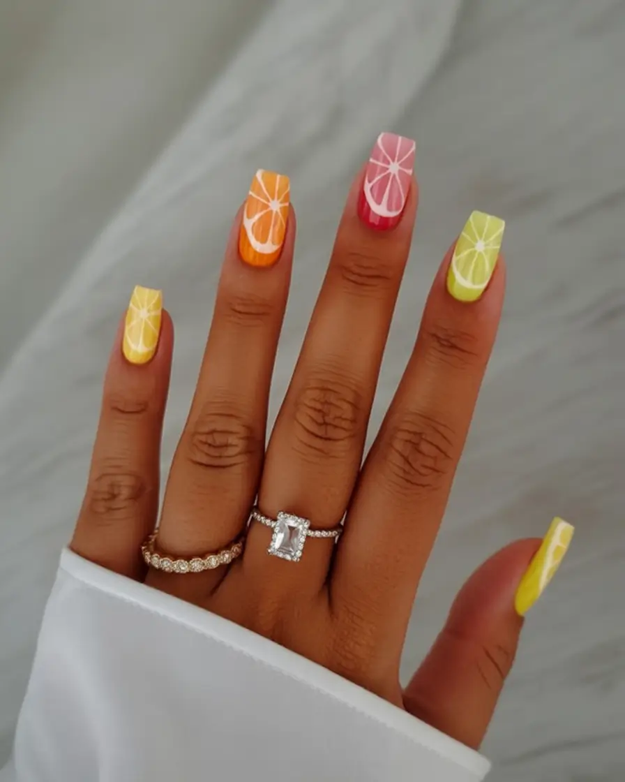 Vacation Nails Perfect for 2025 Citrus Sunrise Spectrum