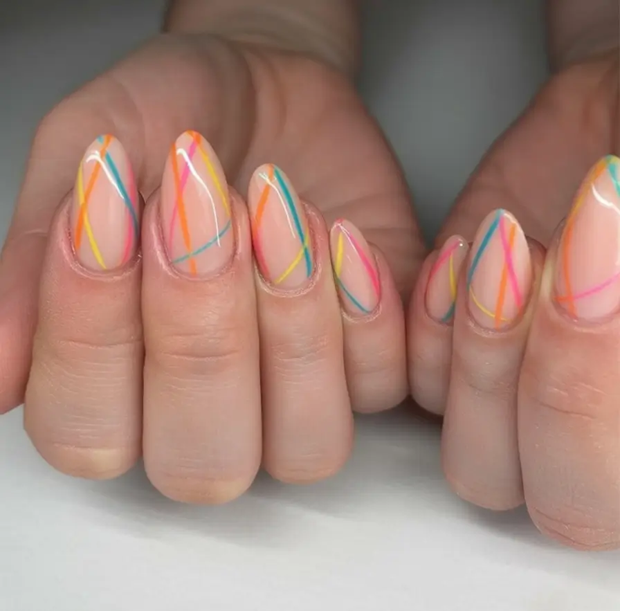 Vacation Nails Perfect for 2025 Colorful Line Art for a Minimalist Island Look