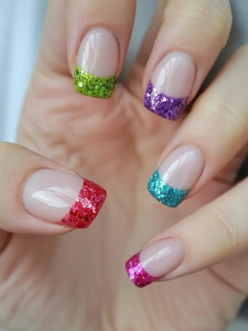 Vacation Nails Perfect for 2025 Glitter-Tipped French for Vacation Glam