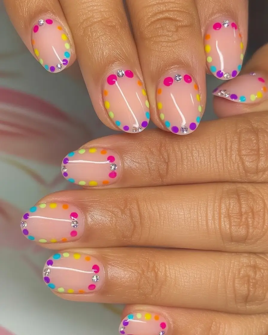 Vacation Nails Perfect for 2025 Confetti Dots for a Tropical Birthday Feel