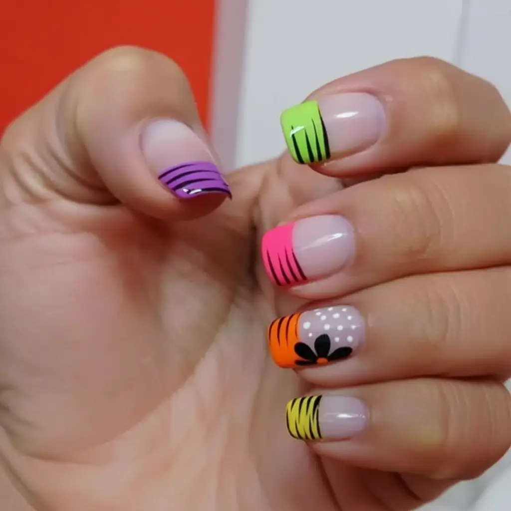 Vacation Nails Perfect for 2025 Neon French Remix