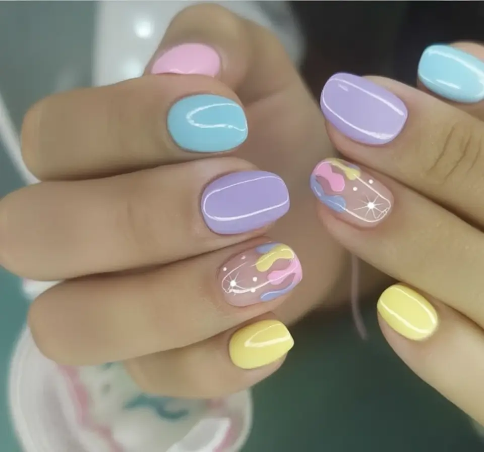 Vacation Nails Perfect for 2025 Pastel Galaxy Drip