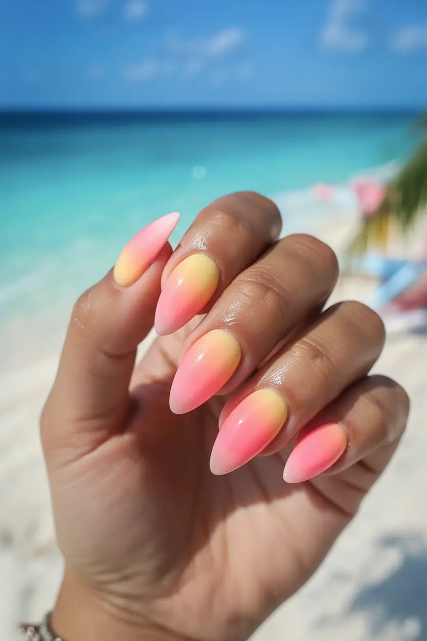 Vacation Nails Perfect for 2025 Coral Sands Fade
