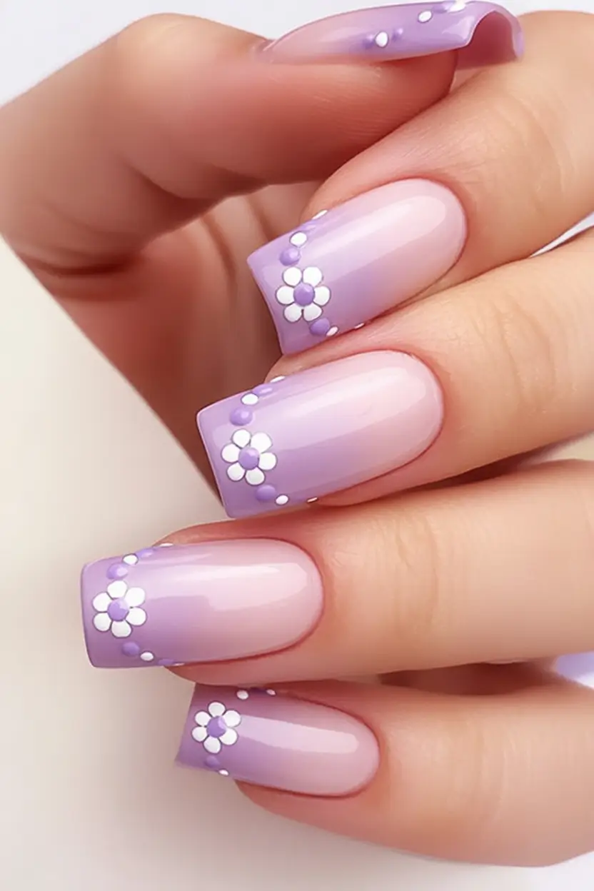 Vacation Nails to Pack for Summer 2025 Soft Lavender Blossoms