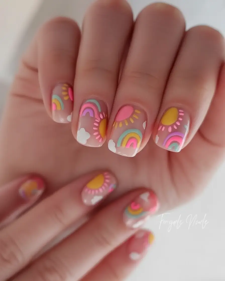 Vacation Nails to Pack for Summer 2025 Cartoon Sunbeams And Rainbows