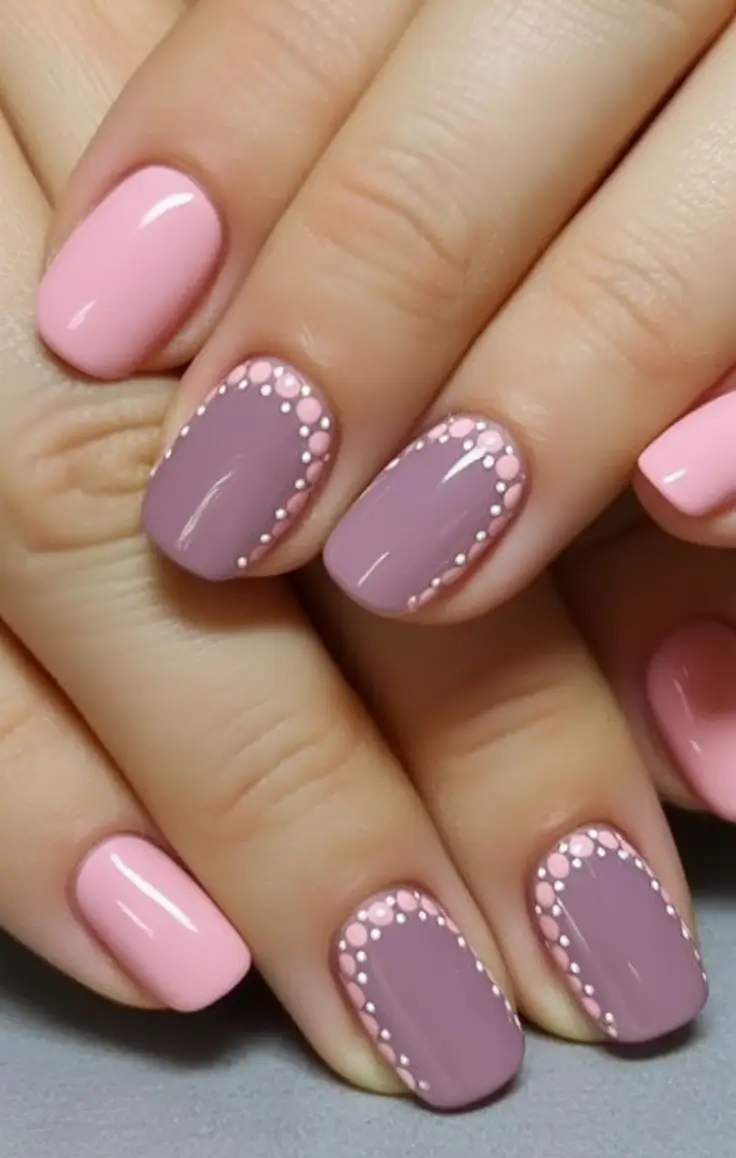 Vacation Nails to Pack for Summer 2025 Vintage Pink + Mauve Dots
