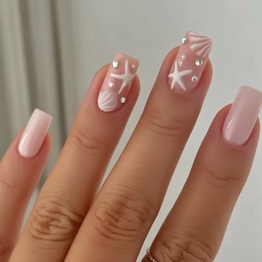 Vacation Nails to Pack for Summer 2025 Seashell Blush for Beach Babes
