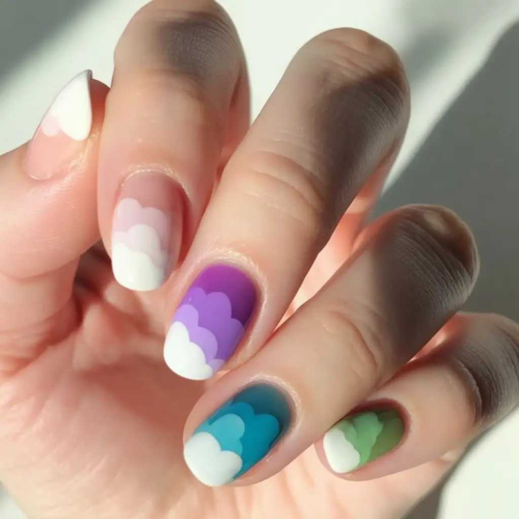 Vacation Nails to Pack for Summer 2025 Scalloped Rainbow Layers