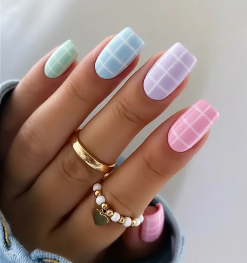 Vacation Nails to Pack for Summer 2025 Pastel Picnic Grid