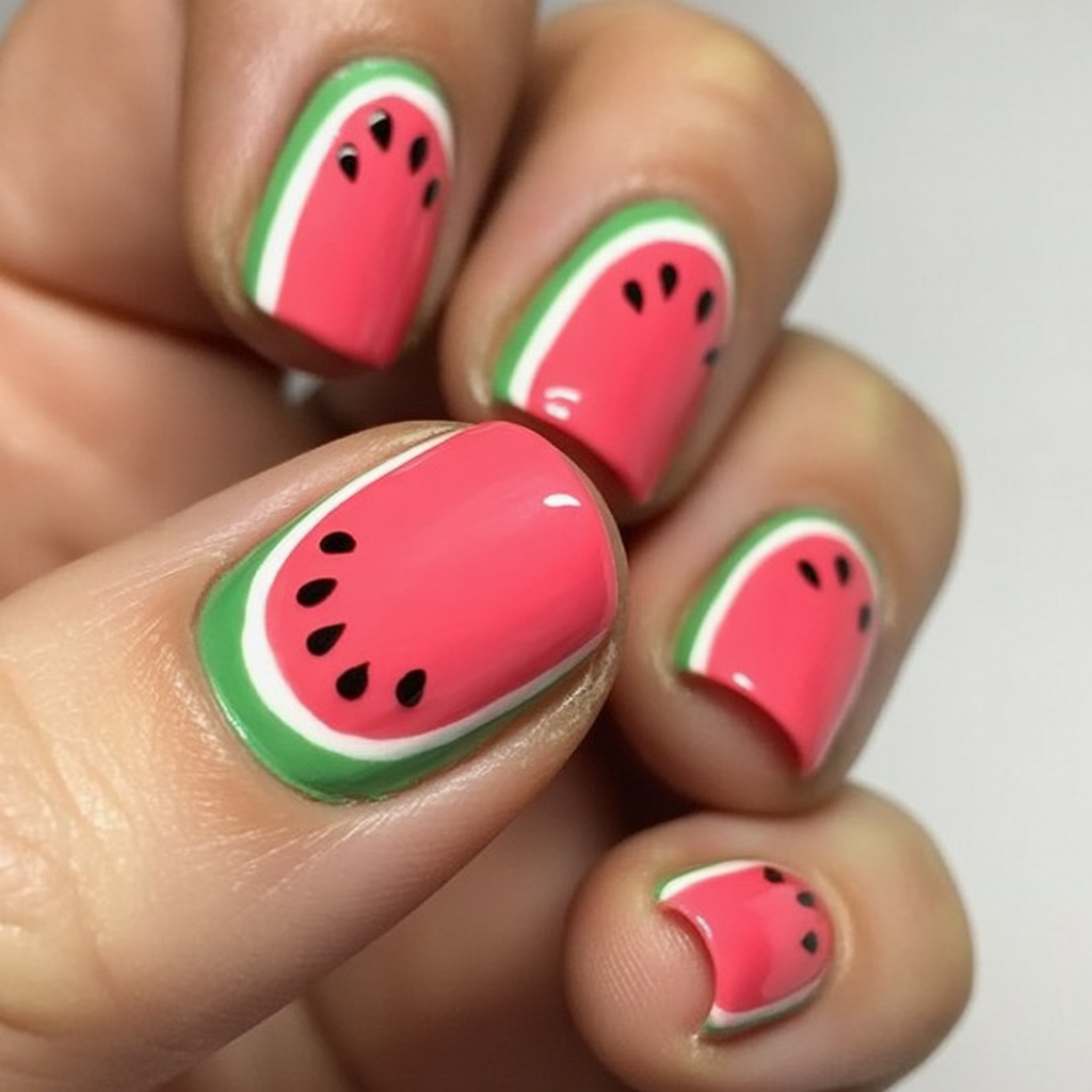 Watermelon Nails for Summer 2025 Bold Color Blocks With a Fruity Twist